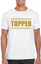 Wit Topper shirt in gouden glitter letters heren - Toppers dresscode kleding XXL