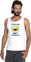 Ik ben hier niet vrijwillig tanktop/ mouwloos shirt wit heren XL