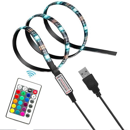 5V USB Flexible Ledstrip - 2 +1 Meter RGB - IP65 - Color Ambiance LED strip  | bol.com