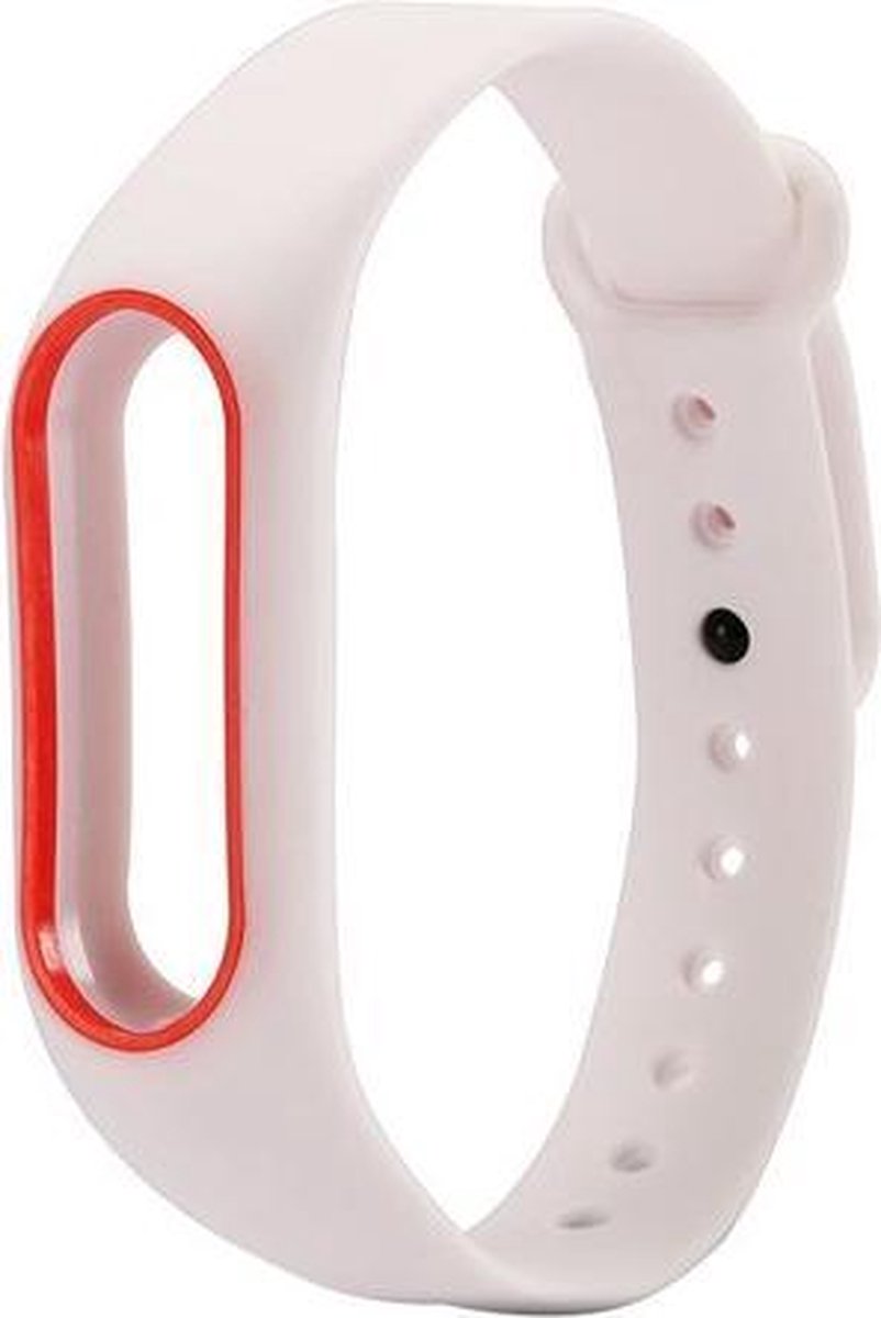 watchbands-shop.nl Siliconen bandje - Xiaomi Mi Band 2 - Wit/Rood