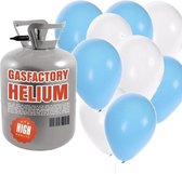 Helium tank met blauw en witte ballonnen - Geboorte - Heliumgas met ballonnen jongen geboren voor babyshower