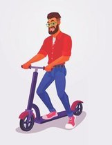 Guy on Kick Scooter Blank Lined Notebook