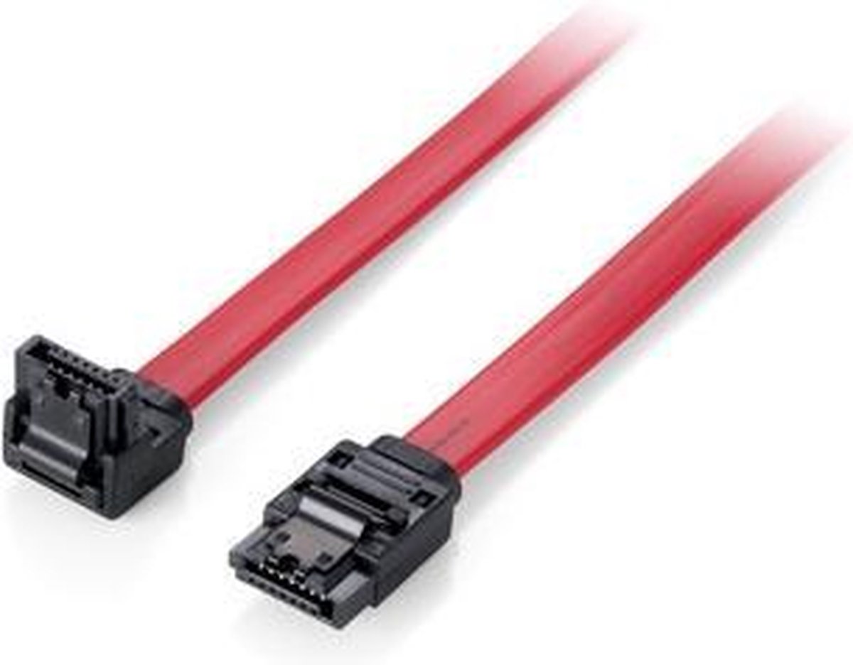 Equip 111903 FLAT Internal SATA3 cable w/ metal latch, 6Gbps, 1x angled plug, 1m, Red]