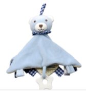 Baby knuffel – Blauw beertje – baby doekje – slaapknuffeltje - met bijtring – new born – kraam cadeau – extra zachte stof – vanaf 0 jaar – wasbaar – unieke knuffel- geborgenheid – knuffeldoek