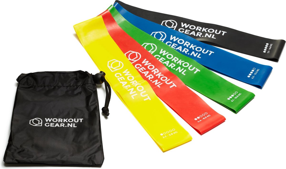 Workout Gear - 5 Weerstandsbanden Set - Inclusief Gratis E-book