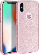 Backcover Hoesje Geschikt voor: iPhone X / XS Glitters Siliconen TPU Case Rose - BlingBling Cover