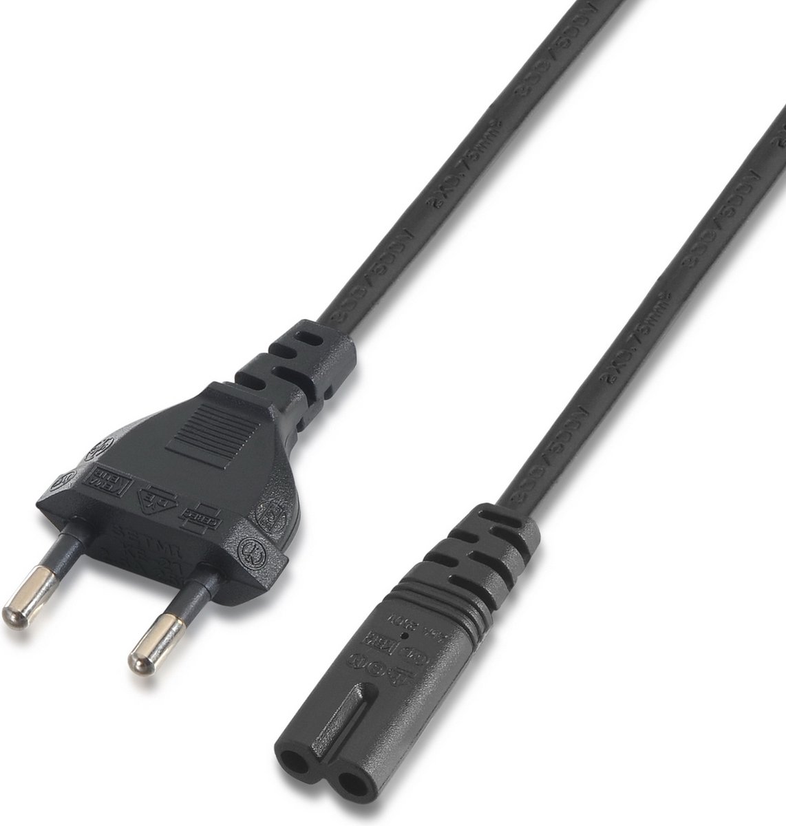 AISENS A132-0173 electriciteitssnoer Zwart 1,5 m CEE7/7 C7 stekker