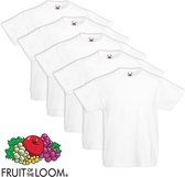 Fruit of the Loom T-shirt kinderen maat 152 100% katoen 5 stuks (wit)