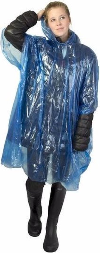 Wegwerp regenponcho - blauw - voor volwassenen | bol.com