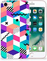Hoesje Geschikt voor iPhone SE (2020/2022) Geschikt voor iPhone 7/8 Siliconen Case Blocks Colorful