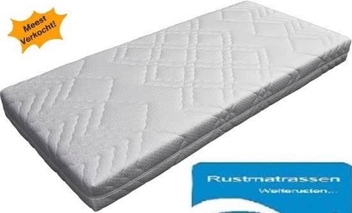 Koudschuim matras met rits tijk - 120x190 x19cm wit