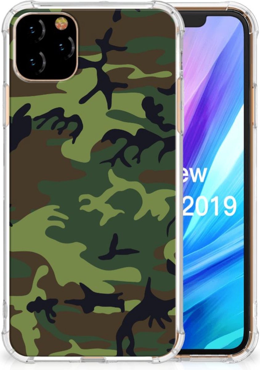 Apple iPhone 11 Pro Max Doorzichtige Silicone Hoesje Army Dark
