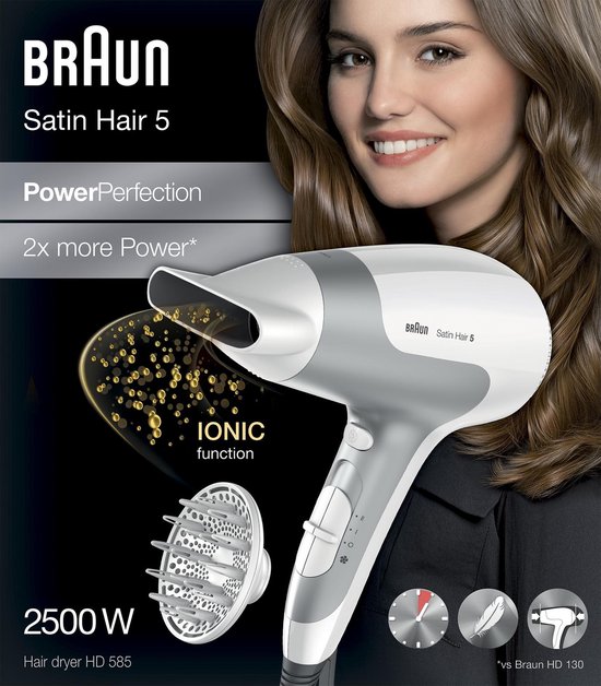 Coolshot- Haardroger... Braun - Satin Hair BRHD585E Perfection Power Föhn 5 bol - 2500W |