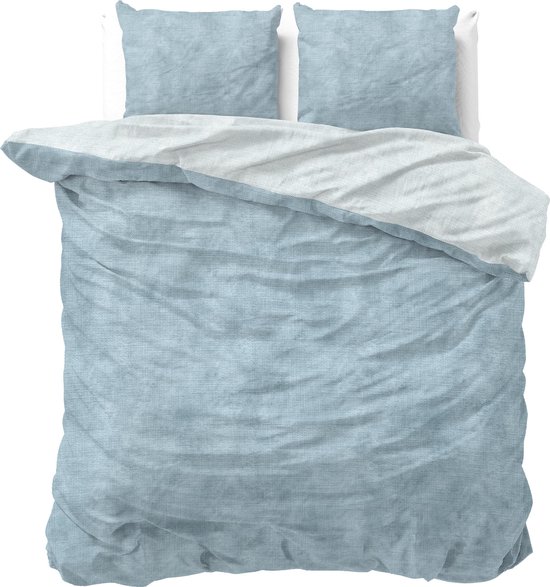 Sleeptime Flanel Twin Washed Cotton Dekbedovertrekset - Tweepersoons - 200 x 200/220 + 2 kussenslopen 60x70 - Blauw