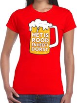 Het is rood en heeft dorst t-shirt dames - tekst shirt  Het is rood en heeft dorst voor dames M