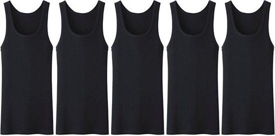 5 stuks Heren onderhemd - 100% katoen - zwart - Maat XS