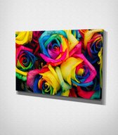 Multicolored Flowers Canvas - 100 x 70 cm - Bloemen - Schilderij - Canvas - Slaapkamer - Wanddecoratie  - Slaapkamer - Foto op canvas