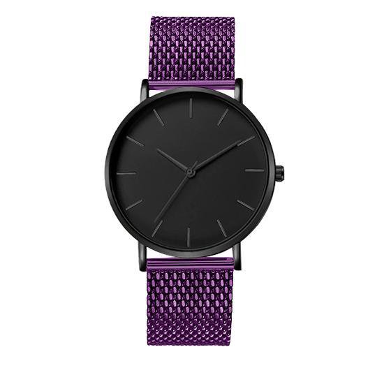 Premium Mesh Watch Purple Black - Milanees Horloge Paars Zwart - Metaal Staal - 38mm – STRAEPPA 45186