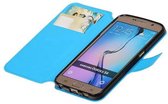 Mobieletelefoonhoesje.nl - Samsung Galaxy S6 Hoesje Cross Pattern TPU Bookstyle  Blauw