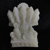 Ganesh of Ganapati Tantra Ganesha 5 in 1 witte 9x5.5x10cm Materiaal: Resin (gemalen steen, o.a. sneeuwkwarts,witte albast,graniet, marmer, soapstone, wat vermengd is met een vloeib