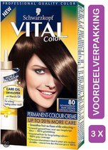 Vital Colors 80 Donkerbruin - Haarverf - 3 Stuks Voordeelverpakking