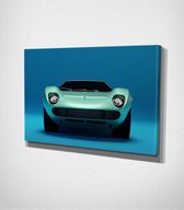 Lamborghini Miura Canvas - 100 x 70 cm - Auto - Schilderij - Canvas - Slaapkamer - Wanddecoratie  - Slaapkamer - Foto op canvas