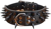 Honden halsband zwart met zwarte spikes 60 cm