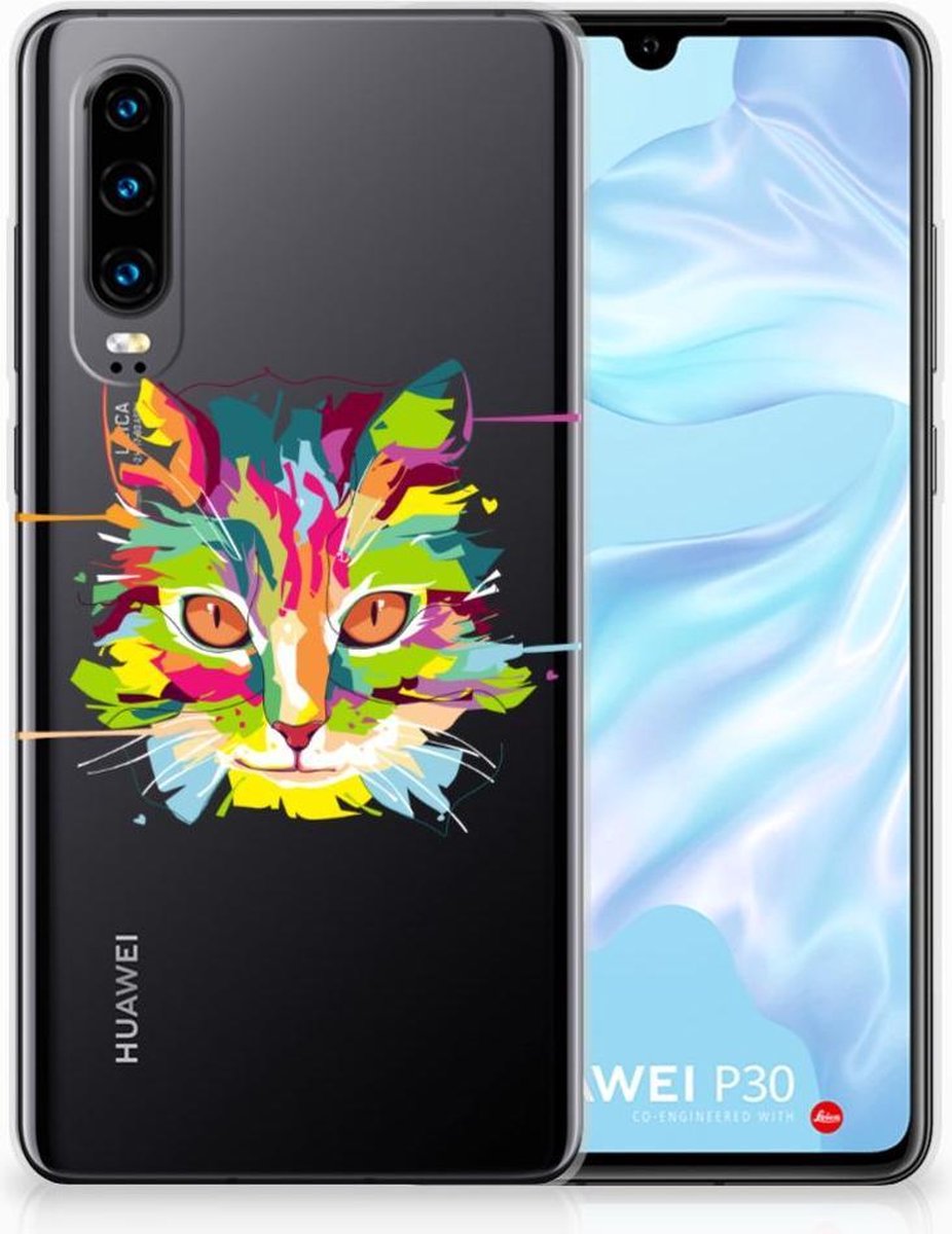 Huawei P30 Telefoonhoesje met Naam Cat Color