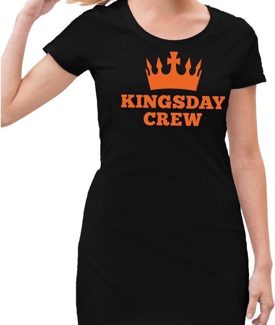 Zwart Kingsday crew jurkje voor dames - Koningsdag kleding 40