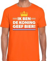 Oranje Ik ben de koning geef bier t-shirt - Shirt voor heren - Koningsdag kleding XL