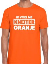 Oranje tekst shirt Ik voel me kneiter oranje t-shirt heren -  Koningsdag kleding S