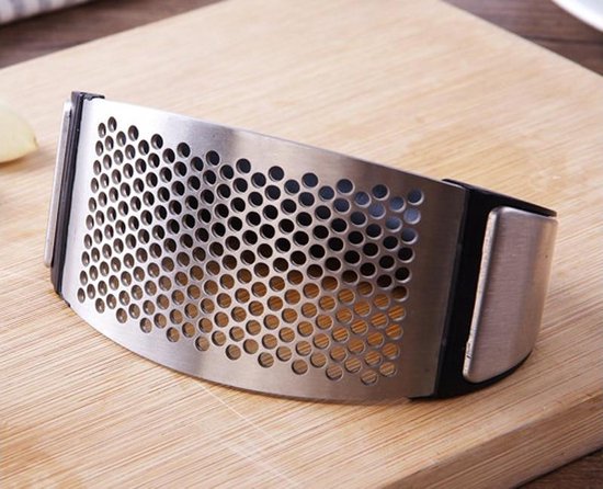 Knoflookpers - Knoflookpers RVS - Knoflookhakker - Keukengerei - Gembersnijder - Roestvrije knoflookpers - RVS - Zwart/zilver - Gemberpers - Vaatwasserbestendig - Handpers - Knoflooksnijder - Fijne Knoflook - Knoflookmaler - Gember - Knoflook