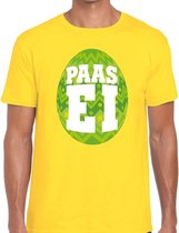 Paasei t-shirt geel met groen ei voor heren M