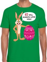 Paas t-shirt Ei will always love you groen voor heren M