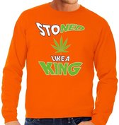 Oranje Stoned like a king sweater / trui oranje heren -  Koningsdag kleding XXL