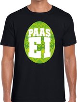 Paasei t-shirt zwart met groen ei voor heren M