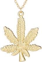 24/7 Jewelry Collection Wiet Ketting - Marihuana - Hennep - Hasj - Cannabis - Goudkleurig