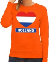 Oranje Holland hart vlag sweater / trui dames - Oranje Koningsdag/ supporter kleding L