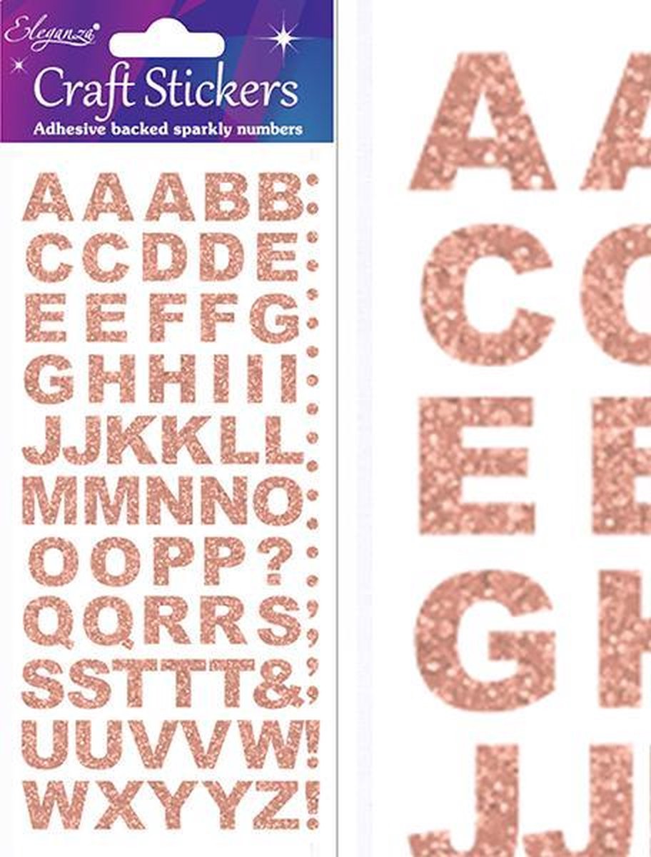 Oaktree - Stickers Alfabet Rose Gold rechte letter (per vel)