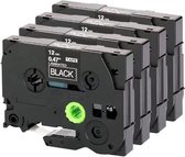 Label Tape TZe-335 / TZ-335 - 12mm X 8m voor Brother PT-1010S, PT-310, PT-310B, PT-320, PT-330, PT-340, PT-350 - 4 stuks