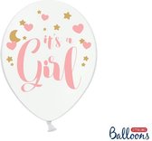 """Ballonnen 30cm, It's a Girl, Pastel Pure wit (1 zakje met 6 stuks)"""