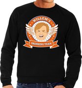 Zwarte Koningsdag Willem drinking team sweater heren -  Koningsdag kleding S