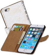 Bloem Bookstyle Hoesje - Wallet Case Telefoonhoesjes - Geschikt voor iPhone 6 Plus Wit