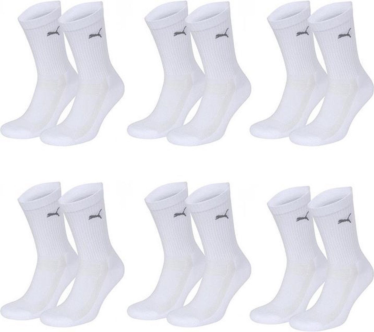 6 Paar Puma Unisex sportsokken 35-38 Wit