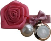 Jessidress Elegante Haar clip met roos en grote parel - Donker Roze