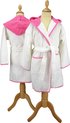 ARTG® Boyzz & Girlzz - Kinder Badjas met Capuchon - Wit/Rose - White/Pink - Maat 116/128