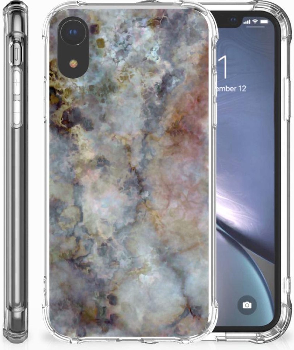 Apple iPhone Xr Anti-Shock Hoesje Marmer Grijs