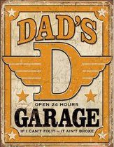 Wandbord - Dad's Garage - Open 24 Hours - 30x40cm