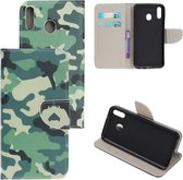 Camouflage agenda wallet case hoesje Telefoonhoesje geschikt voor Samsung Galaxy A40