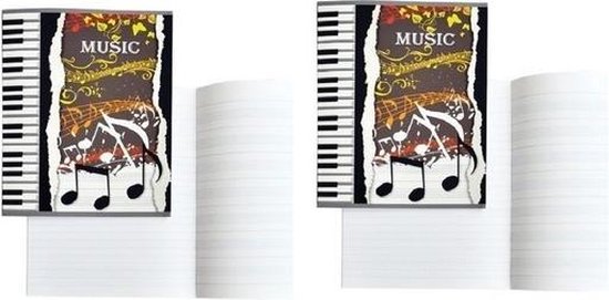 2x A5 muziekschriften met notenbalken lijntjes - educatieve schriften/muziekles schrift